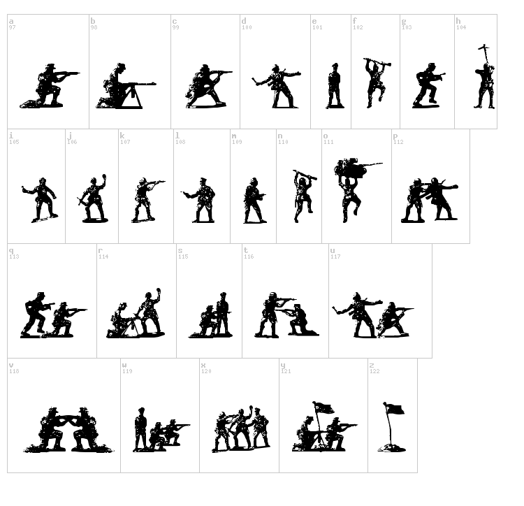 Soldiers of Hell font map